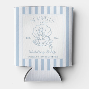 Seashells And Wedding Bells Coastal Bachelorette Can Cooler