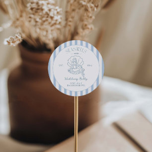 Seashells And Wedding Bells Coastal Bachelorette  Classic Round Sticker