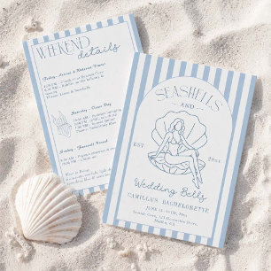 Seashells And Wedding Bells Coastal Bachelorette Invitation