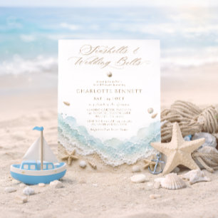Seashells and Wedding Bells Coastal Bridal Shower Invitation