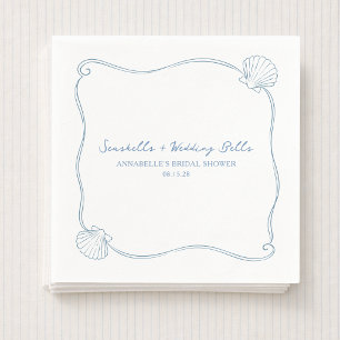 Seashells and Wedding Bells Coastal Bridal Shower Napkin