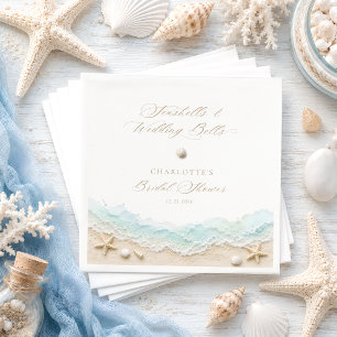 Seashells and Wedding Bells Coastal Bridal Shower Napkin