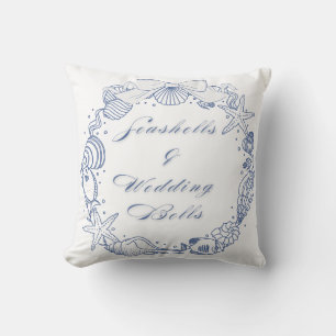 Seashells and Wedding Bells Design Coastal Cushion