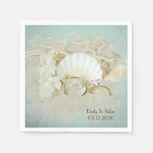 seashells and wedding rings napkin