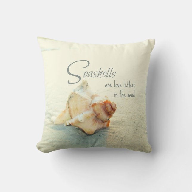 Seashells are Love Letters Quote Pillow (Front)