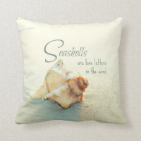 Seashells are Love Letters Quote Pillow