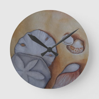 Seashells at the Seashore  Round Clock