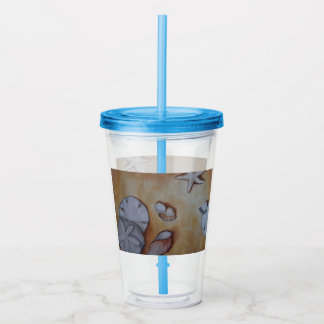Seashells at the Seashore Watercolor Painting Acrylic Tumbler