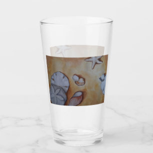 Seashells at the Seashore Watercolor Painting Glass