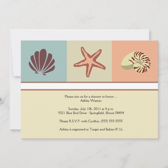 Seashells Baby Shower Invitation (Front)