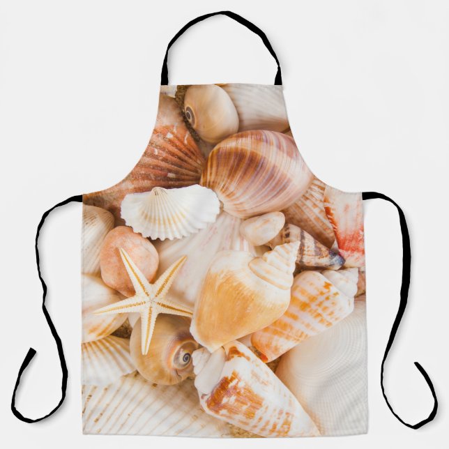 Seashells background: marine theme. apron (Front)
