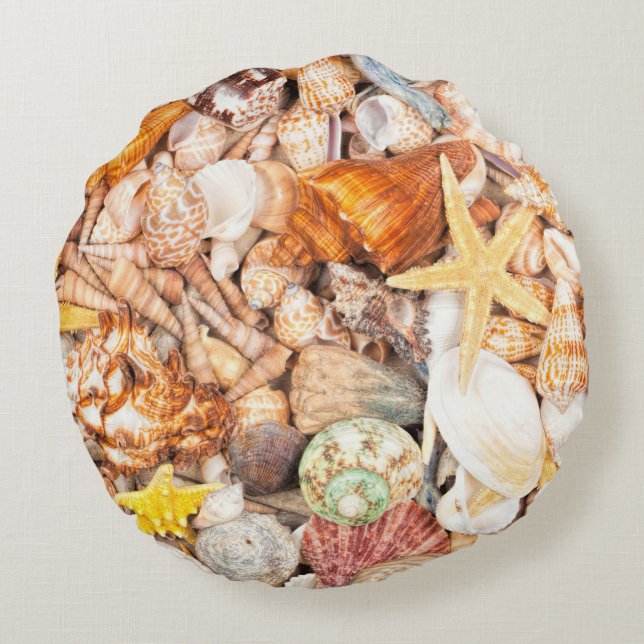 Seashells Background Round Cushion (Back)