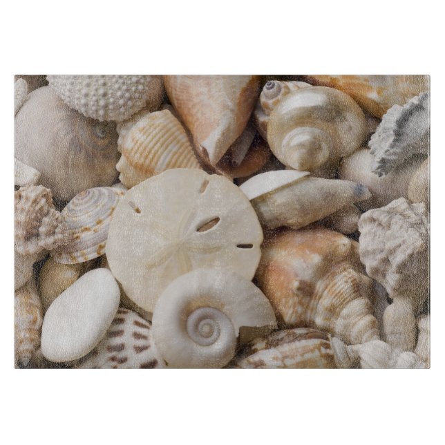Seashells Background Sea Shell Starfish Template Cutting Board (Front)