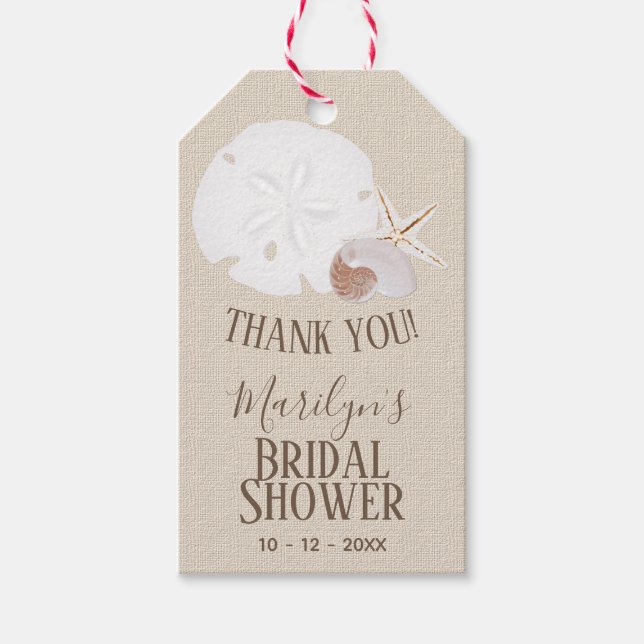Seashells Beach Bridal Shower Gift Tags (Front)