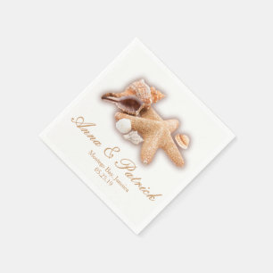 Seashells Beach Destination Wedding Custom Party Napkin
