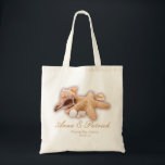 Seashells Beach Destination Wedding Personalised Tote Bag<br><div class="desc">This beautiful simple artsy chic bride's wedding gift/beach wedding favour gift is custom printed with a cluster of seashells design with couple's names and wedding date/place of your choosing. Personalise it with couple's names or bridesmaid, maid-of-honour... ... or customise it further if you like to change the font, size &...</div>