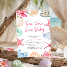 Seashells Beach Sea you soon Baby Shower