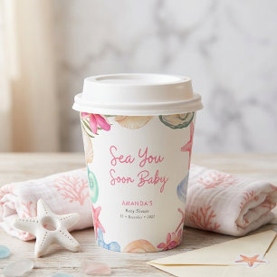 Seashells Beach Sea you soon Baby Shower Paper Cups
