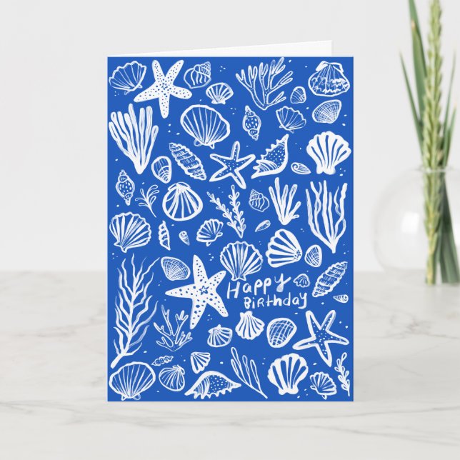 Seashells Beach Shells Ocean Happy Birthday  Card (Front)