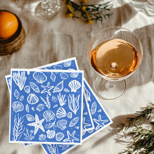 Seashells Beach Wedding Blue White Cute Seaside Napkin
