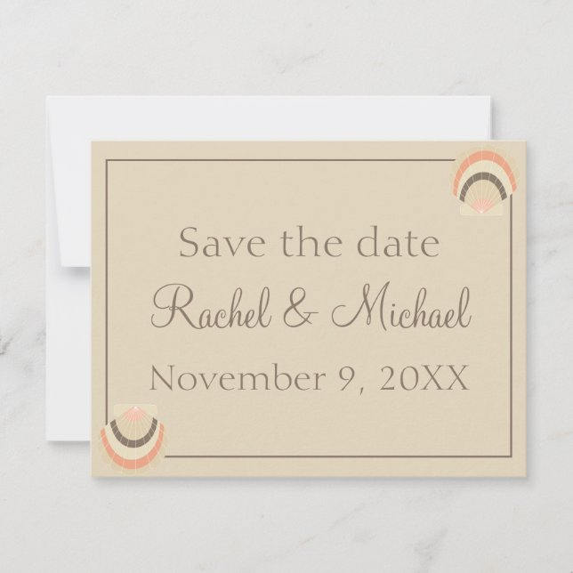 Seashells Beach Wedding Charm Save The Date (Front)