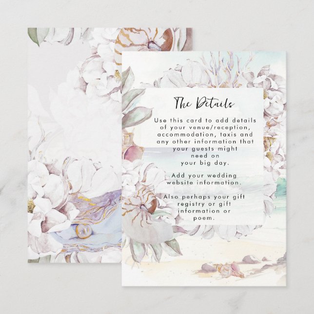 seashells beach wedding information card (Front/Back)
