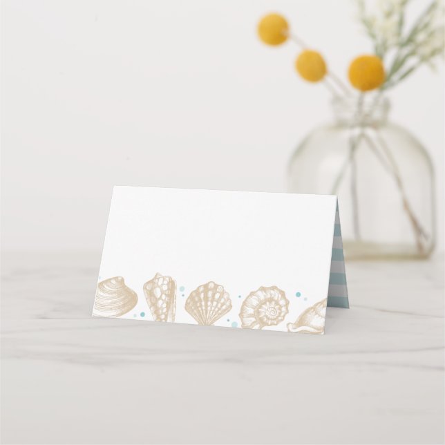 Seashells Beach Wedding Nautical Escort Place Card (Front)