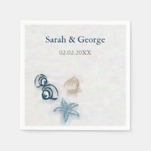 Seashells beach wedding personalised napkin