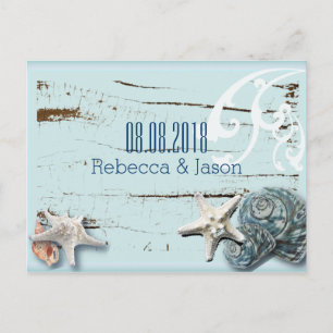 SeaShells Beach Wedding save the date Announcement Postcard