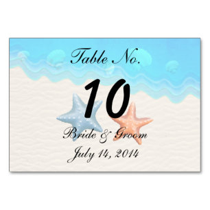 Seashells Beach Wedding Table Card