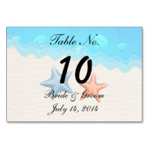 Seashells Beach Wedding Table Card