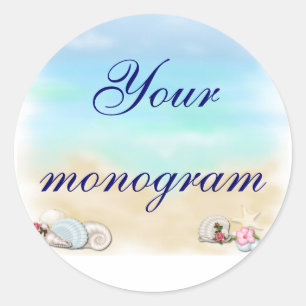 Seashells Beach Wedding Theme Envelope Seals Label