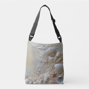 Seashells Beach White Pearls Starfish Crossbody Bag