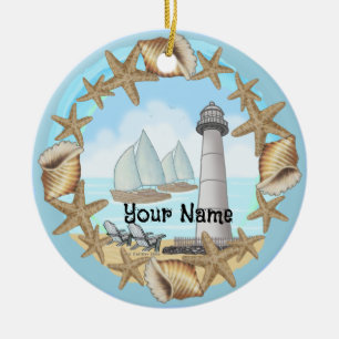  seashells  Biloxi Lighthouse Ornament 