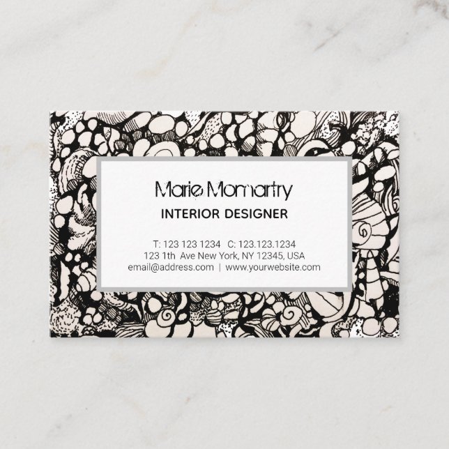 Seashells Black and white Business Card (Front)