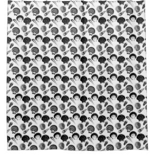 Seashells - black and white on a white background shower curtain