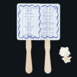 Seashells blue wavy border beach wedding program hand fan<br><div class="desc">Seashells blue handrawn wavy border beach wedding program fan,  beach wedding favours,  fan program,   beach wedding program fan,  sketch beach wedding program,  summer wedding program fan,  seashells on the beach wedding fan,  handwriting wedding program</div>
