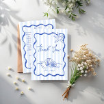 Seashells blue wavy border beach wedding thank you card<br><div class="desc">Seashells blue handrawn wavy border beach wedding thank you cards,  all in one beach wedding thank yous,  sketch beach wedding thank you cards,  summer wedding thank you cards,  seashells on the beach wedding thank you cards,  handwriting wedding thank you cards</div>