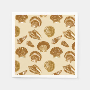 Seashells - Brown on a beige background Napkin