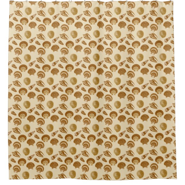 Seashells - Brown on a beige background Shower Curtain (Front)