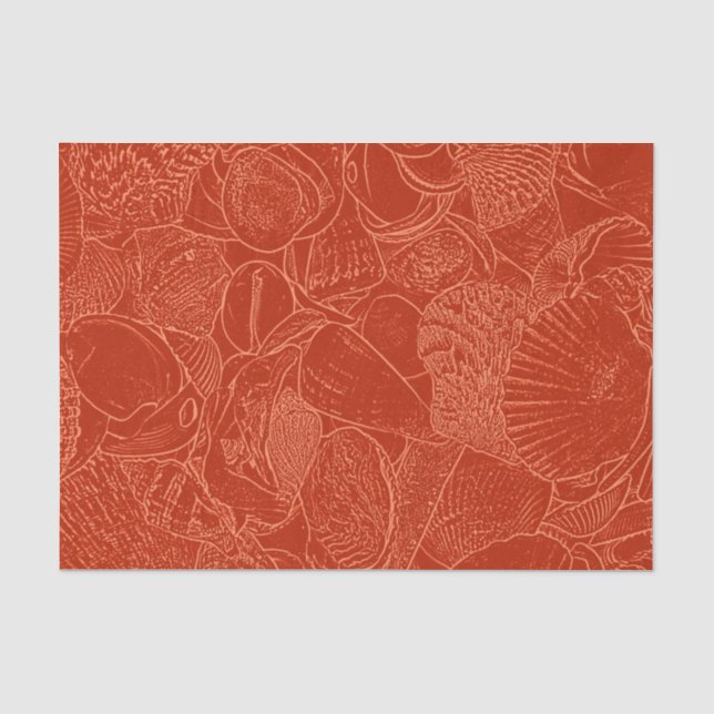 Seashells Burnt Orange Ocean Beach Tissue Paper (Front)
