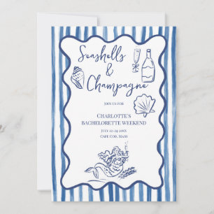Seashells & Champagne Bachelorette Party Invitation
