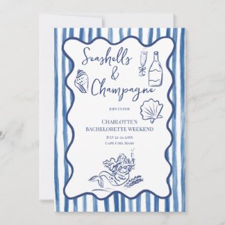 Seashells & Champagne Bachelorette Party Invitation