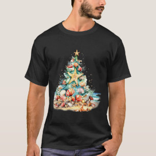 Seashells Christmas Tree Ocean Water Starfish  T-Shirt