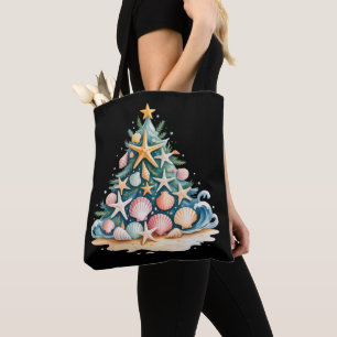 SeaShells Christmas Tree Ocean Water Starfish Tote Bag