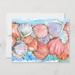 Seashells Clam Shell Ocean Beach Spatter Postcard