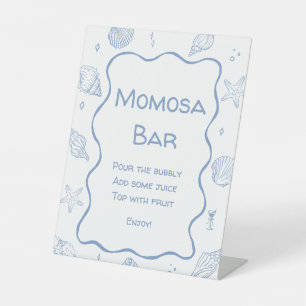 Seashells Coastal Baby Shower Momosa Bar  Pedestal Sign