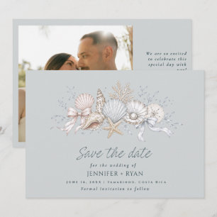 Seashells Coastal Beach Wedding Photo Save The Date