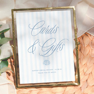 Seashells Coastal Bridal Shower Cards & Gifts Sign