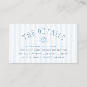 Seashells Coastal Bridal Shower Details Enclosure Card